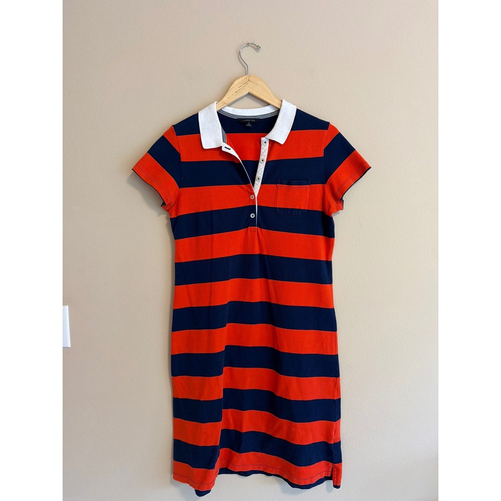 Striped Polo Dress Navy Blue Red Short‎ Sleeve Size 6-8